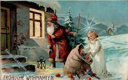 Weihnachtsmann Engel Spielzeug Prägedruck 1911 I-II (fleckig) Pere Noel Jouet Ange - Sonstige & Ohne Zuordnung