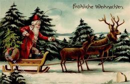 Weihnachtsmann Puppe Schlitten Rentier Prägedruck 1911 I-II Pere Noel - Other & Unclassified