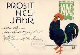 Neujahr Hahn  Künstlerkarte 1903 I-II Bonne Annee - Nieuwjaar