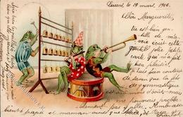 Frosch Personifiziert  Lithographie 1900 I-II Grenouille - Other & Unclassified