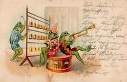 Frosch Personifiziert Musiker Lithographie 1902 I-II Grenouille - Sonstige & Ohne Zuordnung