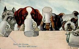 DACKEL - Sauft Ihr Hunde! - Künstlerkarte Sign. U.W. I-II Chien - Hunde