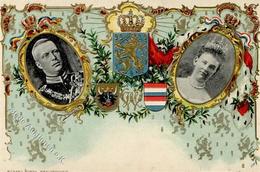 Adel NIEDERLANDE-SCHWERIN - Königin Wilhelmina - Herzog Hedrik V. Mecklenbuerg-Schwerin 1901 I Präge-Litho - Royal Families