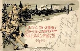 AUGSBURG - Offiz. Karte V.Bayr. ARBEITER-SÄNGERBUNDESFEST Pfingsten 1902 - Sign. Künstlerkarte I-II - Ohne Zuordnung