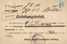 WK I Freiburg (7800) Gestellungsbefehl 1915 I-II - Sonstige & Ohne Zuordnung