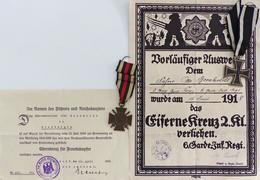 WK I Orden Lot Mit 1 Ehrenkreuz Für Frontkämpfer 1 Eisernes Kreuz Kl. 2 Mit Verleihungsurkunden So Wie Weitere Dokumente - Sonstige & Ohne Zuordnung