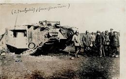 Panzer (WK I) Soldaten  Foto AK I-II Réservoir - War 1914-18