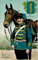 Regiment Strasbourg (67000) Frankreich Nr. 9 2. Rheinisches Husaren Regt. Prägedruck 1913 I-II - Regimente