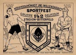 BITTERFELD WK II - DEUTSCHER-ARBEITSDIENST-SPORTFEST Der GRUPPE DELITZSCH Im Stadion Bitterfeld 1934 - Ecke Gestoßen I-I - Weltkrieg 1939-45