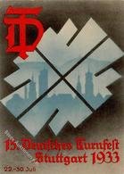 STUTTGART WK II - Festkarte 2 - 15.DEUTSCHES TURNFEST 1933 - Ecke Gestoßen I-II - Weltkrieg 1939-45