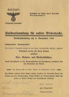 FRANKFURT/Main WK II - DINA5-Aufruf - FLASCHEN-REICHSSAMMLUNG Für Unsere Wehrmacht 8.11.1941 (Nadelloch) - Weltkrieg 1939-45