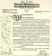 WHW Gau Hessen-Nassau 1934/35 Weihnachtsbrief I-II - Weltkrieg 1939-45