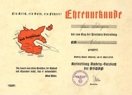 Ehrenurkunde WK II Zum Tag Der Deutschen Vollendung Unterschrift Kreisleiter Dr. Kolb, Artur I-II - Weltkrieg 1939-45