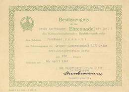 Verleihungsurkunde Besitzzeugnis Große Kyffhäuser Ehrennadel Mit Zahl 2 I-II - Weltkrieg 1939-45