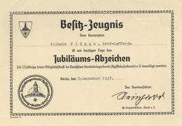 Verleihungsurkunde SS WK II Besitzzeugnis Jubiläums-Abzeichen Reichskriegerbund Kyffhäuserbund I-II - Weltkrieg 1939-45