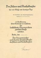 Verleihungsurkunde WK II Luftschutz Ehrezeichen 2. Stufe II - Weltkrieg 1939-45