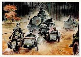 WK II Aufklärungstrupp Panzerspähwagen Sign. Gotschke Künstlerkarte I-II - Weltkrieg 1939-45