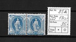 1882-1906 Stehende Helvetia (gezähnt)  → SBK-95A** Im Paar - Unused Stamps