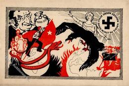 NS-JUDAIKA WK II - FOLGE DIESEM ZEICHEN DANN WIRST DU SIEGEN! - Sehr Frühe Propagandakarte Der NSDAP STUTTGART (ca. 1923 - Jodendom