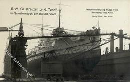 Marine S.M. Gr. Kreuzer V. D. Tann Im Schwimmdock Foto AK I-II - Marines