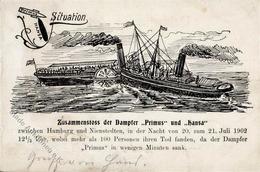 ZUSAMMENSTOSS DAMPFER PRIMUS Und HANSA - Zwischen HAMBURG Und NIENSTEDTEN 20/21.Juli 1902 - Primus Sank I-II - Andere & Zonder Classificatie