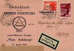 WIEN - Gedenkkarte An D. 1.POSTFLUG WIEN-SALZBURG 19.4.1927 I-II - Andere & Zonder Classificatie