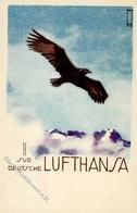 DEUTSCHE LUFTHANSA - Werbekarte Süddeutsche Lufthansa Als 1.Flugkarte Friedrichshafen-BÖBLINGEN 1929 - Sign. Künstlerkar - Sonstige & Ohne Zuordnung