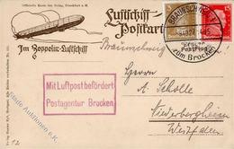 Flugpost DR, 1927, 3 Und 15 Pf Berühmte Deutsche, Randklebung, Braune Luftschiffkarte BRAUNSCHWEIG 9.10.27", 1. Postflug - Andere & Zonder Classificatie