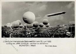 Zeppelin Münster (4400) 1. Deutsche Intern. Ballonwettfahrt Foto-Karte I-II Dirigeable - Airships