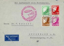 Zeppelinpost 1936, Si.430B, 7. Nordamerikafahrt, 4 Marken Auf Brief, K2 RHEIN-MAIN 16.8.36", Best.Stpl., Beförderungsspu - Airships