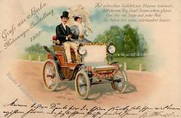 Oldtimer Berlin Mitte (1000) Motorwagen Ausstellung  Lithographie 1899 I-II Expo - Sonstige & Ohne Zuordnung