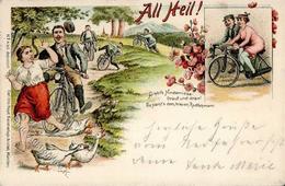 Fahrrad All Heil Lithographie 1896 I-II Cycles - Other & Unclassified