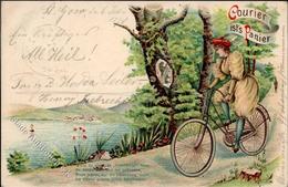 Fahrrad Courier Ist's Panier Lithographie 1898 I-II Cycles - Other & Unclassified