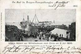 Kolonien Kiautschou Truppen Transportdampfer Frankfurt 1900 II (Marke Entfernt, Kl. Stauchung, Fleckig) Colonies - Unclassified