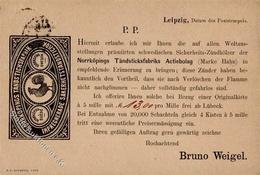 Vorläufer - 1888 LEIPZIG - Schwedische SICHERHEITS-ZÜNDHÖLZER NORRKÖPINGS Tändstickfabrik Actiebolag - Werbebestellkarte - Sonstige & Ohne Zuordnung