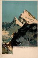 Berge, Farbige Künstlerkarte Das Finsteraarhorn", 4275 M, Berner Oberland, Sign. M. Zeno Diemer I-II" - Sonstige & Ohne Zuordnung