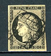 France   Y&T   3b    Obl   ---     Nuance Sur Chamois  --  Superbe Oblitération  Losange - 1849-1850 Ceres