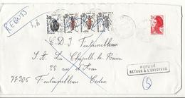 Lettre Locale Fontainebleau - 1987 - Refusée, Taxée à 3,80 Frs Et Mise Aux Rebuts - 1960-.... Cartas & Documentos
