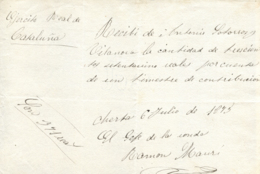 1875. 3ª Guerra Carlista. Recibo Manuscrito "Ejército Real De Cataluña - Contribución Carlista". Rarísimo. - Carlists