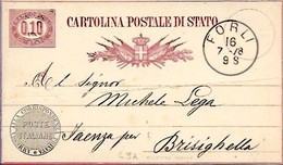 Intero C3 ; Forlì 16-7-1878 Per Brisighella (leggera Piega) - Entiers Postaux