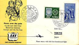 Oslo-Tokio Premier Vol 1957 Sur Lettre, First Flight Cover. Voir 2 Scan - Briefe U. Dokumente