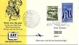 Oslo-Tokio Premier Vol 1957 Sur Lettre, First Flight Cover. Voir 2 Scan - Briefe U. Dokumente