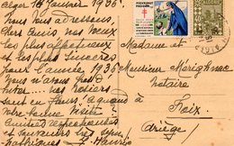 Algérie. Timbrs 40 Ctes. Avec Vignette Comité Tuberculose. 1936. Scan Du Verso.sur Cp. Alger, Jardin D'essai. - Lettres & Documents