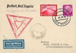 Zeppelinpost 1933, Si.238Aba, DR 1 RM Chicagofahrt, 40 Pf Zusatz Mit BP 16.10.33", Bis Pernambuco "17.X.33", Karte Mit R - Zeppeline