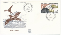 TAAF - Enveloppe FDC - 1,70 Petrel Géant - Martin De Vivies / St Paul Et Ams. - 1.1.1986 - FDC