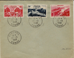 21-9-1948- Enveloppe Affr. N°817,818 Et 819  Oblit. 1 Er Jour D'émission D'Auxerre - ....-1949