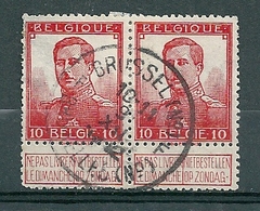 121 Gestempeld In Paar BRUSSEL ND - BRUXELLES ND F - COBA 4 Euro - 1912 Pellens