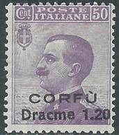 1923 CORFU EFFIGIE 1,20 DRACME SU 50 CENT MNH ** - RB42-3 - Corfù