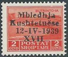 1939 ALBANIA ASSEMBLEA COSTITUENTE 2 Q MNH ** - RB42-3 - Albanië