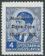 1941 MONTENEGRO 4 D VARIETà DATA 17-1V-41-XIX MNH ** - RB42-9 - Montenegro